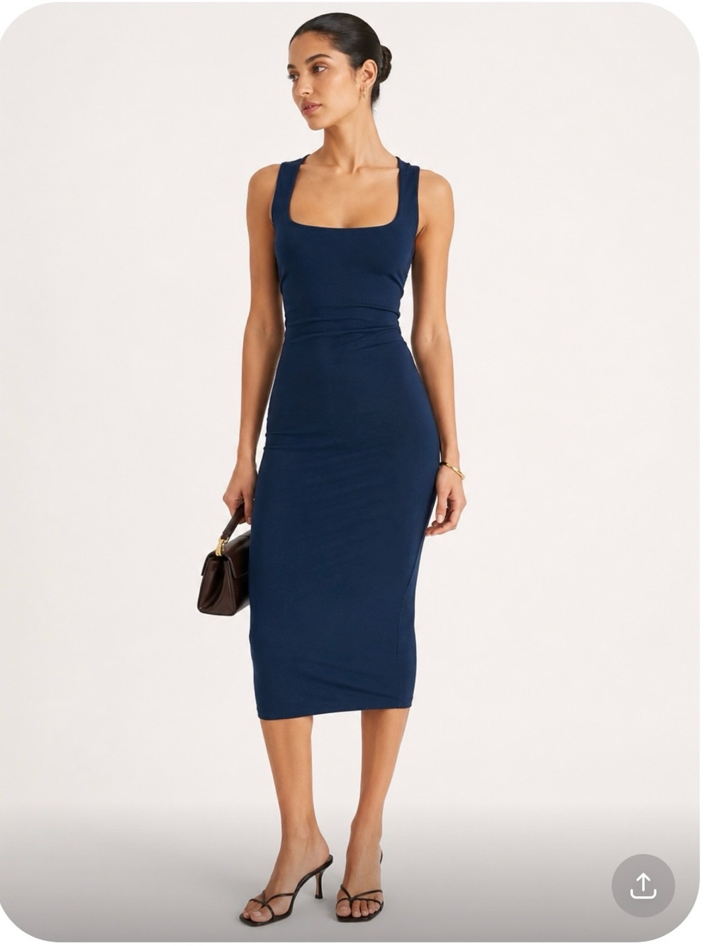 SUPERDOWN Sleeveless Square-Neck Navy Midi Dress Size Medium